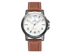 Reloj De Cuarzo Para Hombre, Piel Sintética, Estilo Casual De Negocios, Reloj De Pulsera Color Café.