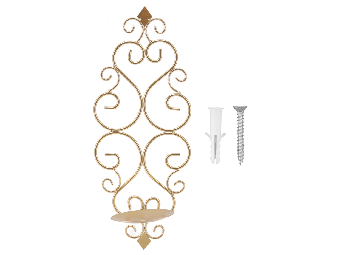Portavelas de pared de hierro dorado para decoración