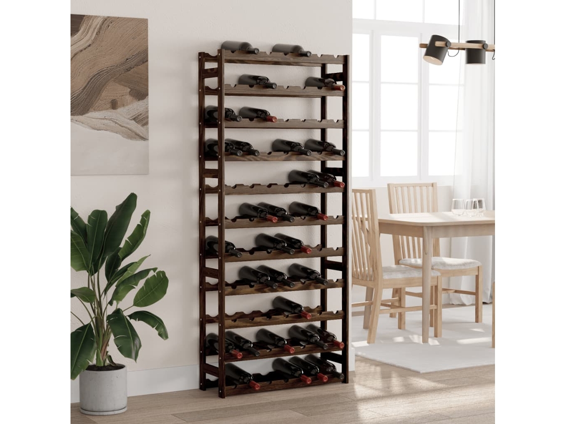 Bodega para 77 botellas de madera maciza de pino negro DKD HOME DECOR