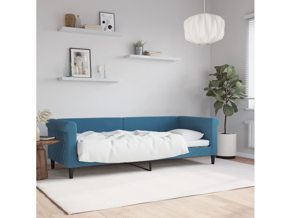 Sofá Cama Sin Colchón Terciopelo Azul 80x200 Cm