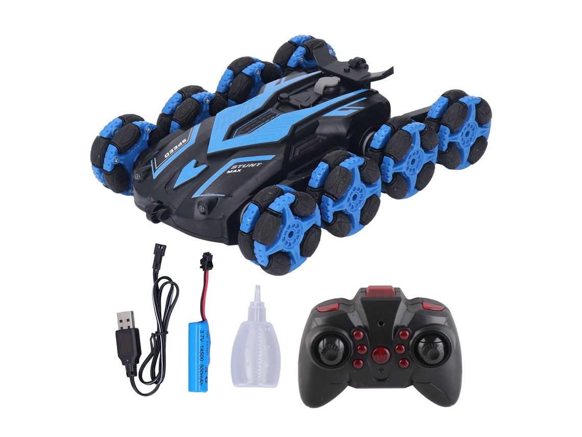 Ats-coche De Control Remoto Stunt 360 Grados Rotatsorio Doble Cara Con Luces Para Niños Niñas Azul