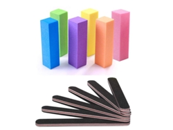 Kit Profesional De Manicura Con Limas Rectangulares Y Pulidores De Grano 100/180, 12 Piezas, Color Negro.