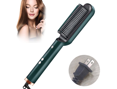 peine alisador de pelo iónico: cepillo alisador de pelo y plancha para un calor uniforme, ajustes de temperatura y pantalla LED, herramientas profe...
