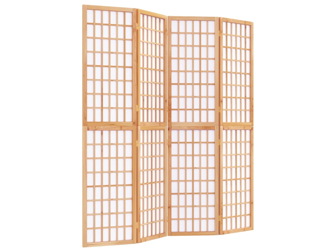 Biombo plegable, 4 paneles, 160 x 170 cm, madera de abeto y papel de arroz, Dec031178