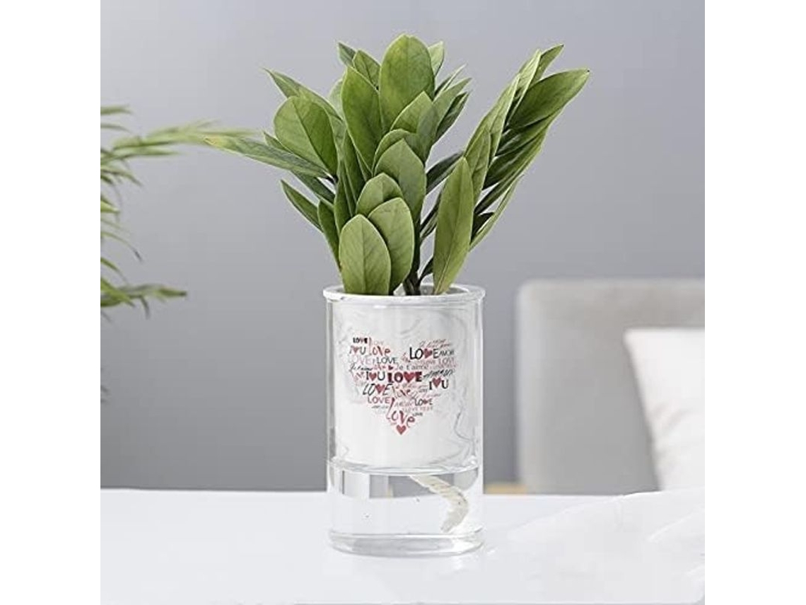 Vaso de Flores Auto Rega Cerâmica Camada Dupla Criativo para Interior e Exterior C