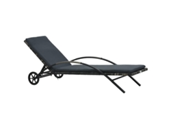 Tumbona con Almohada y Ruedas Vime Pie Antracite