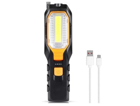 Lámpara de inspección USB Antorcha COB LED Luces de trabajo recargables 2800mAh Linterna portátil con base magnética, Rotación de 90 Luz de camping...