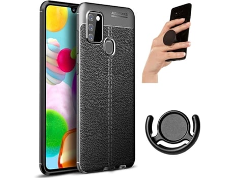 Carcasa, Popsocket y Soporte Samsung A21S Rugged Leather Negro