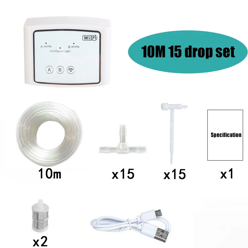 (10 M De Tubería, 10 Goteros Ajustables) Sistema De Riego Automático Por Goteo Inteligente Con Wifi — Riego Controlado Por Aplicación Móvil
