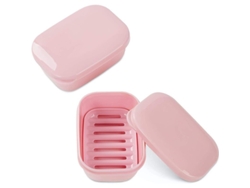 Porta Jabón Portátil, Contenedor de Jabón de 2 Piezas para Camping Gimnasio Viajes (rosa)