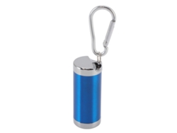 Cenicero portátil de acero inoxidable resistente al fuego, diseño con hebilla, mini cenicero con llavero azul para coche y oficina.