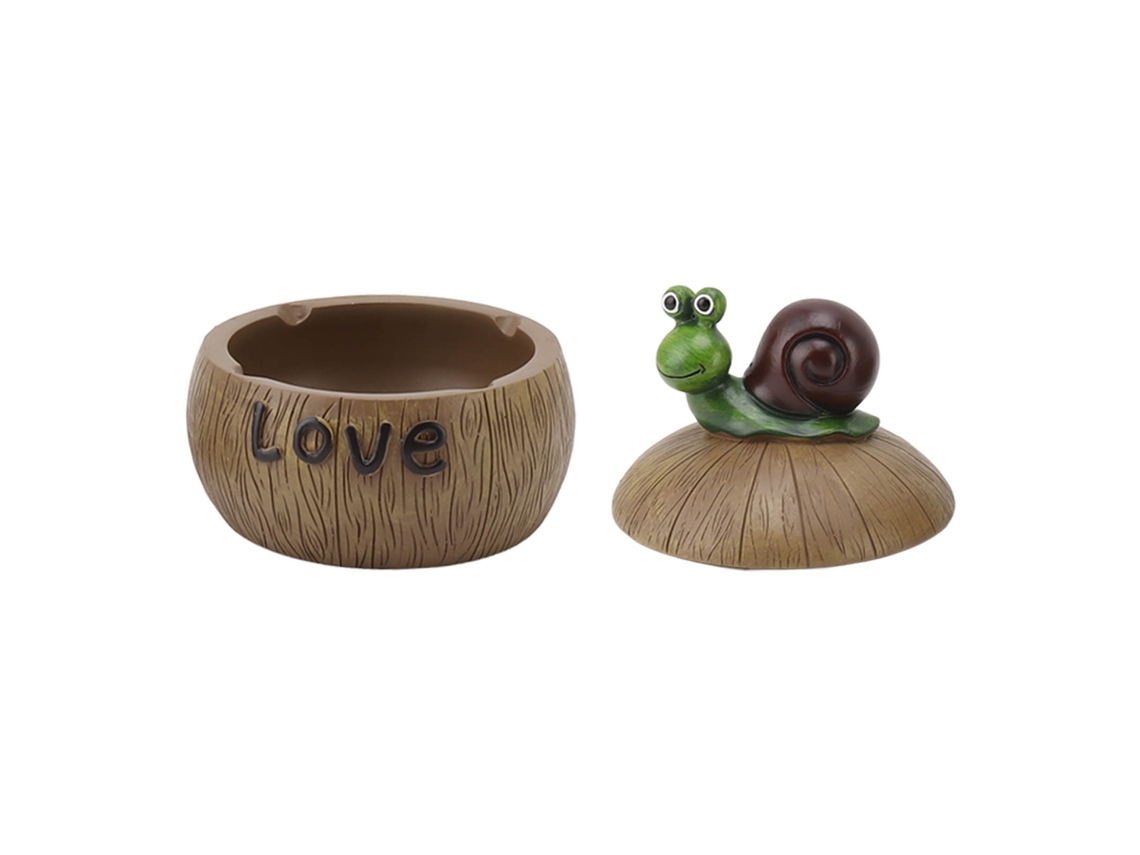 Cenicero De Resina Adorable Con Tapa Pintada A Mano Con Diseño De Caracol Y Animales De Dibujos Animados, Ideal Para El Hogar O La Oficina.