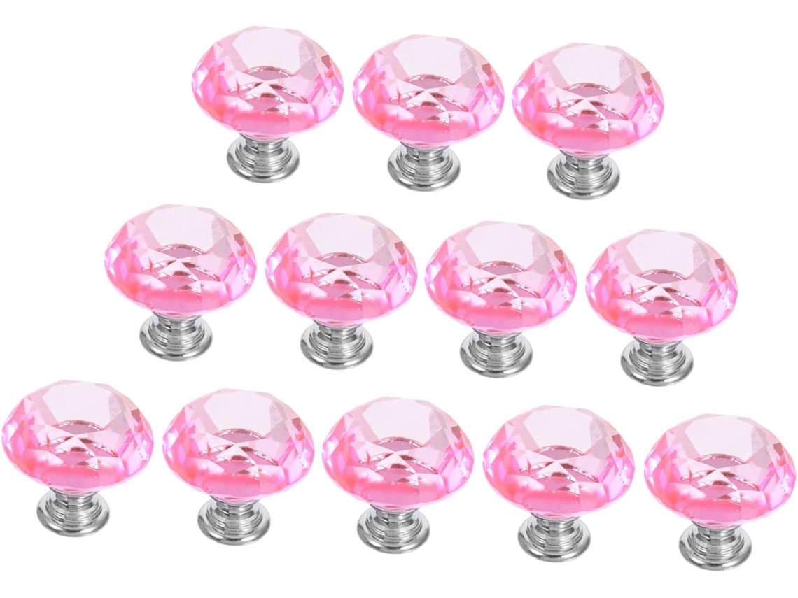 Juego de 12 tiradores de cristal para armarios, con tornillos y herrajes.