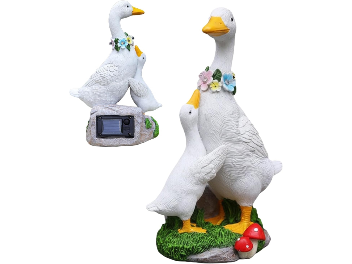 Estatua De Ganso Para Exteriores, Figura De Resina Con Energía Solar, Para Patio, Escultura Animal, Para Jardineros,