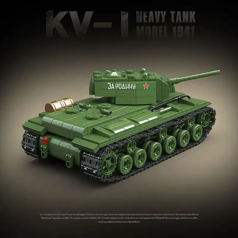 (1192 Piezas) Juego De 1192 Piezas Del Vehículo Blindado Pesado Kv-1, Juguete De Bloques De Construcción Del Ejército Soviético De 1941