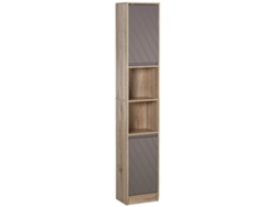 Mueble Columna De Almacenamiento Para Baño Estilo Acogedor, 30 X 24 X 170 Cm, 2 Puertas, Estante, 2 Nichos, Roble Claro Gris.