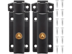 Pestillo de puerta corrediza con resorte de acero inoxidable negro de 2 piezas para uso en exteriores.
