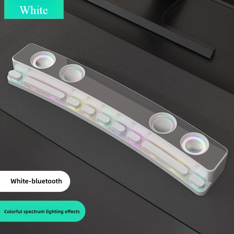 (blanco) Altavoz Largo, Altavoz Bluetooth Para Juegos, Subwoofer, Luces Led De 7 Colores/radio Fm