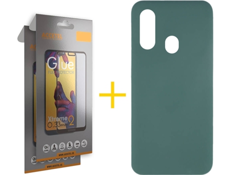 Carcasa + 2 Protectores de Pantalla Samsung A20e ACCETEL Full Verde