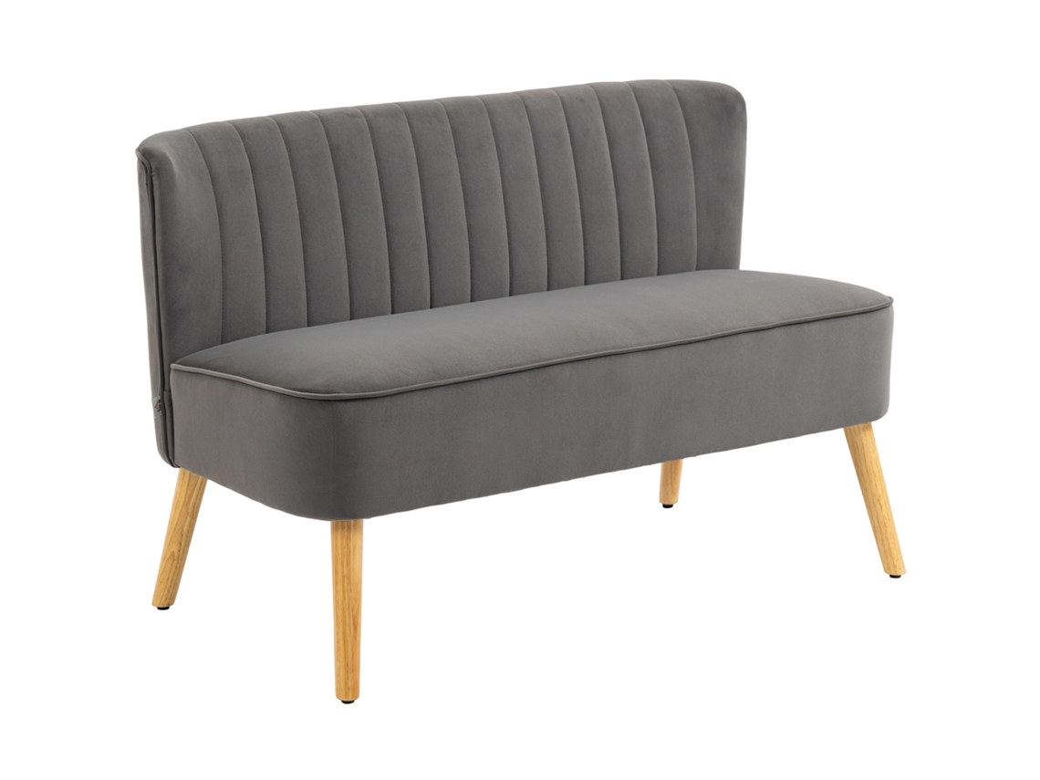 Sofá 2 Plazas Retro Patas Madera 117x56,5x77 Cm Gris Oscuro