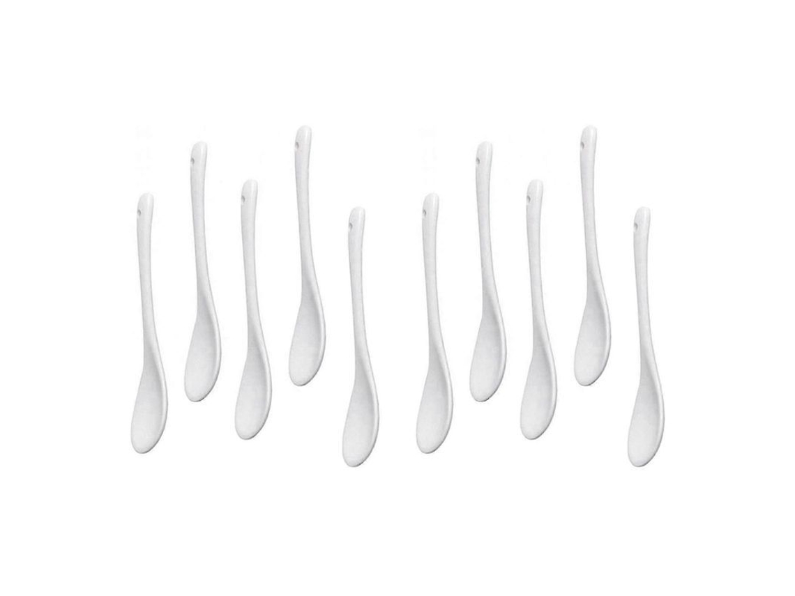 2026-10 Cucharas De Porcelana Blanca Cerámica Para Huevos Café Postres 13x2.5cm