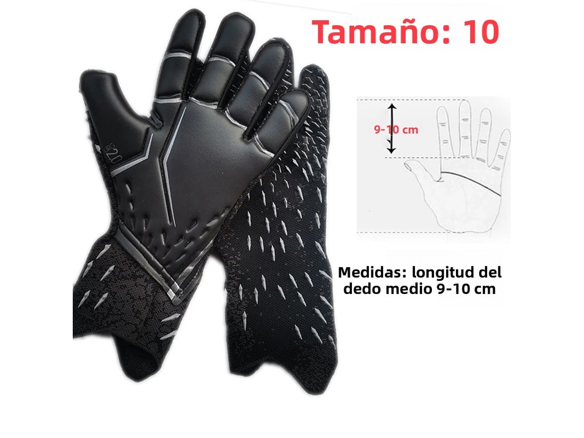 Guantes De Portero De Fútbol Profesional (negros, 10 Cm), Protección De Látex Grueso.
