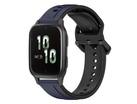 Correa de reloj inteligente para Garmin Forerunner Sq2 20 mm Bucle convexo de silicona bicolor (azul medianoche + negro)