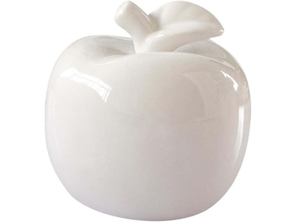 Estatua Mediana Manzana Cerámica Blanca Decoración Hecha Estar Oficina Objeto Decorativo Regalo Hogar Mano