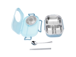Fiambrera Bento De 1450 Ml, Acero Inoxidable 304, Dos Capas Con Compartimentos, Para Estudiantes, Color Azul Claro.