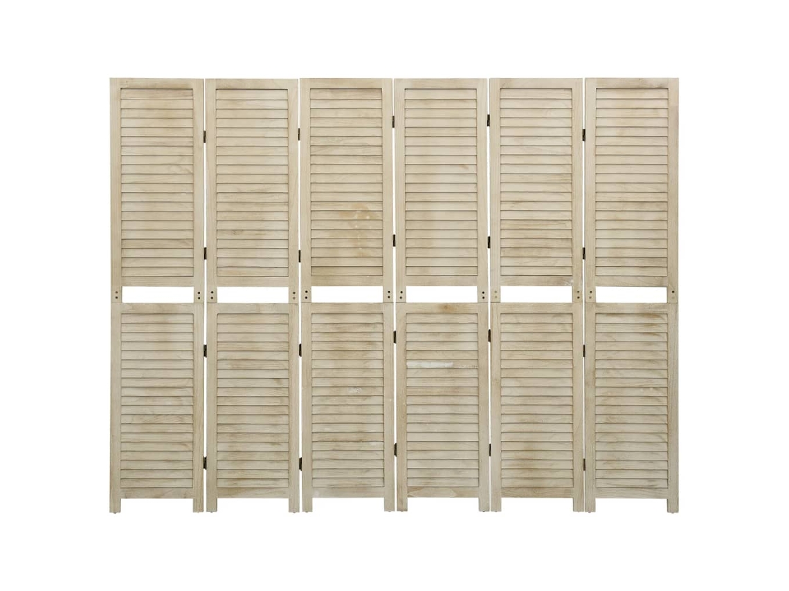 Biombo | Mampara de 6 paneles 210x165 cm madera maciza de paulownia Wsd832143 Lovely Home