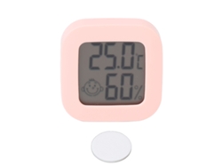 Termómetro E Higrómetro Electrónico Rosa Con Tira Adhesiva Para El Control De La Temperatura Y La Humedad.