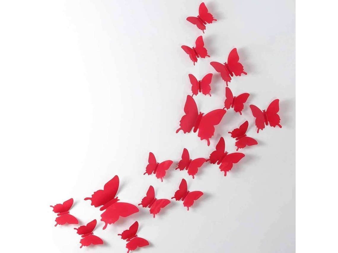 24 Pegatinas De Pared Removibles Con Forma De Mariposa 3d Para Decoración Del Hogar Y El Dormitorio (rojo)