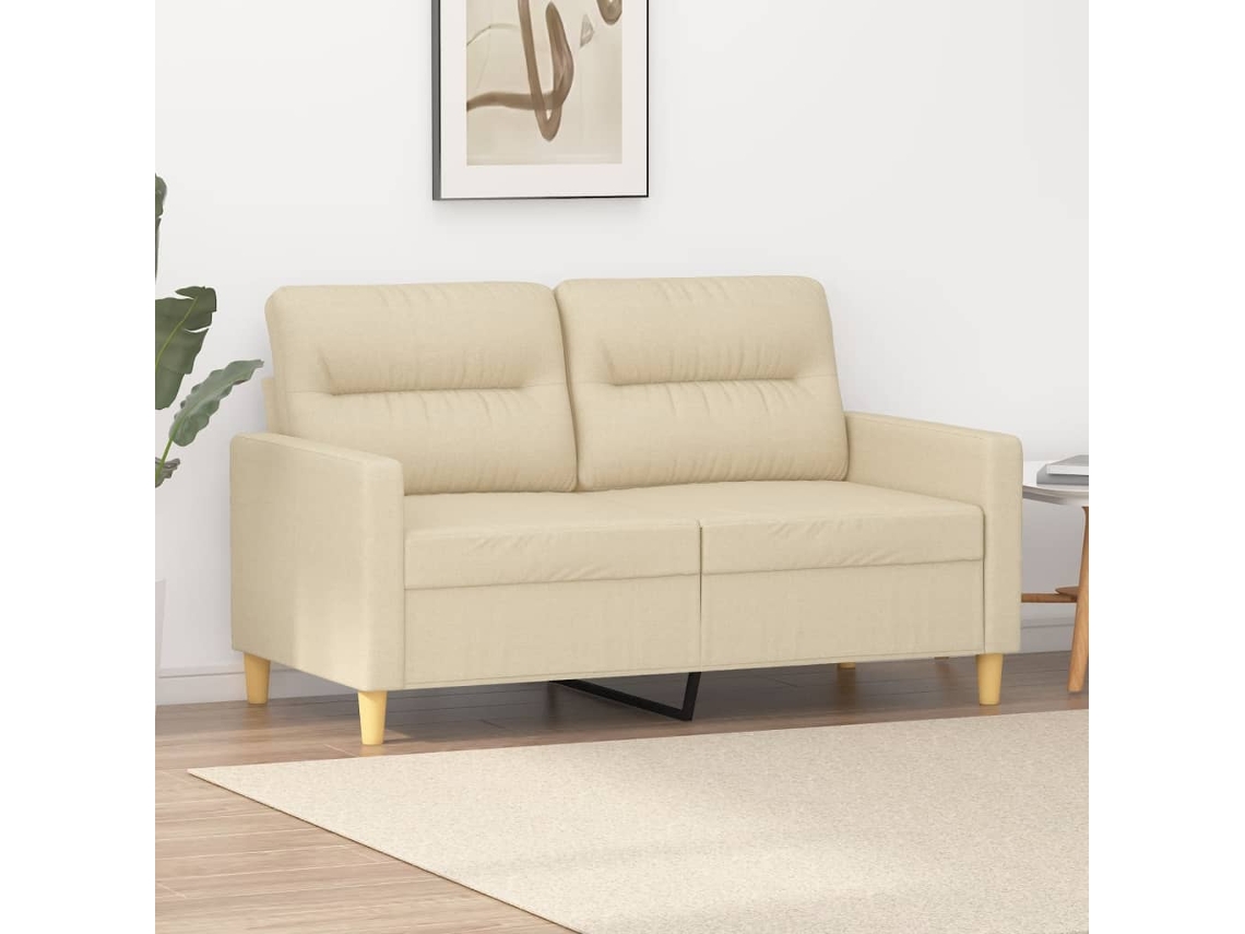 Sofá De 2 Plazas De Tela Color Crema 120 Cm
