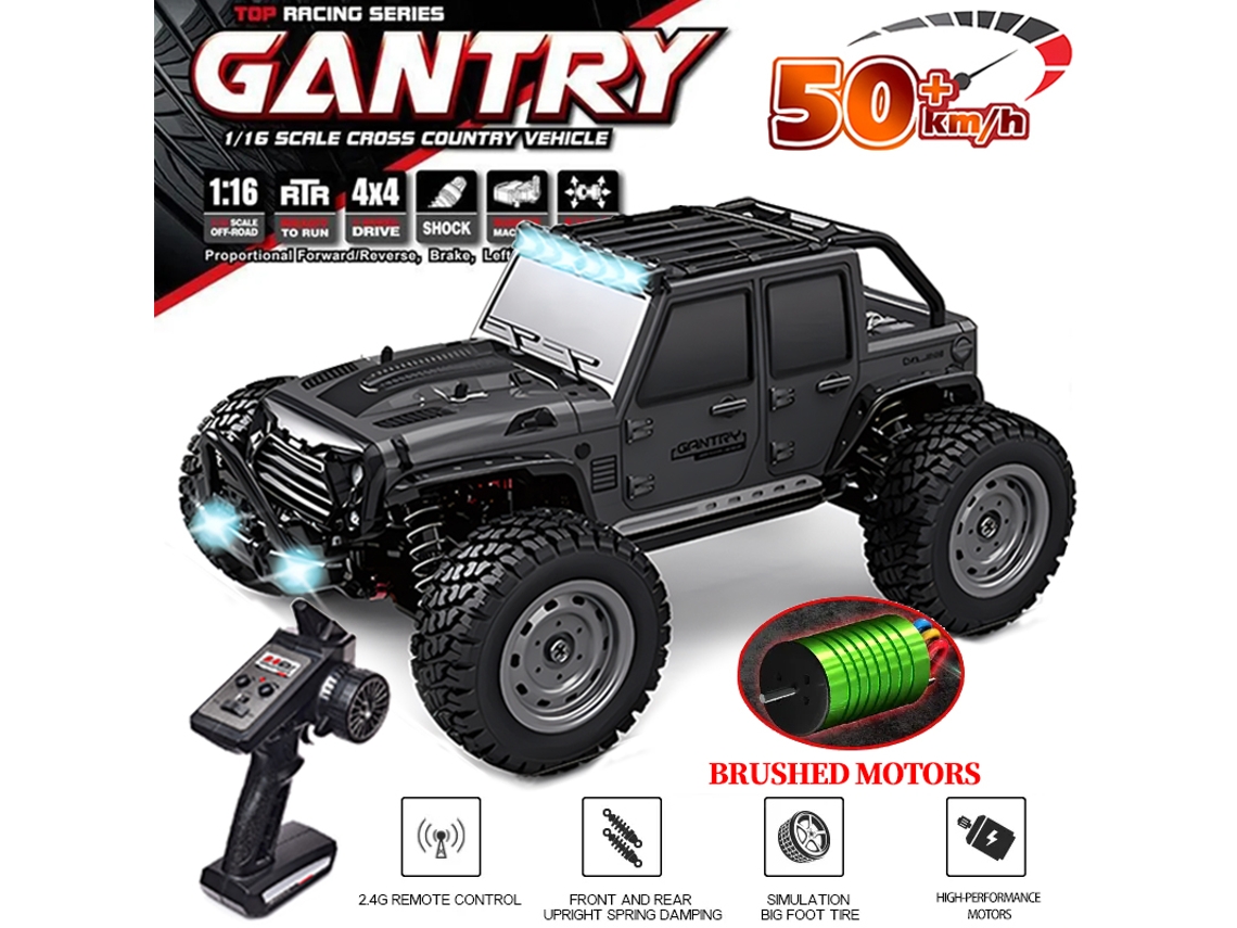 Coche todoterreno RC 116, 50 km/h, 4x4, faros LED, control remoto de 2,4 G, resistente al agua, Monster Truck para adultos y niños. Aeuzwr