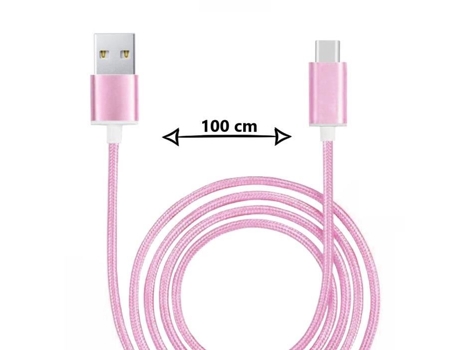 Cable Tipo Note Trançado Transferência Dados Sincronização para Xiaomi Redmi Note 11 4G, Redmi Note 11 PH26 Nylon Rosa