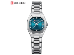 Reloj de pulsera cuadrado para mujer con movimiento de cuarzo resistente al agua (blanco y azul), estilo casual de negocios, con diamantes de imitación.