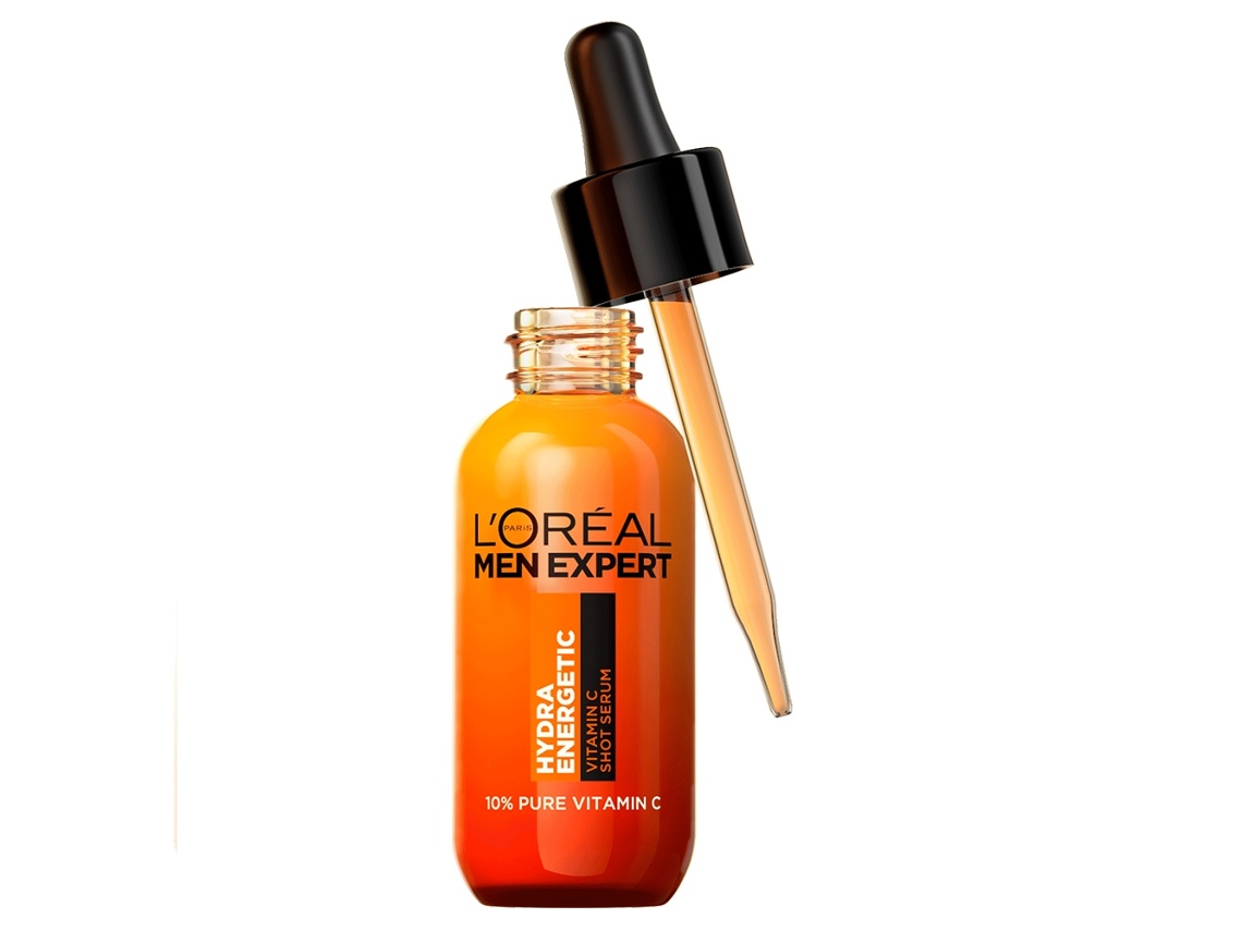 Suero de vitamina C pura Men Expert 10, 30 ml. Hidratación facial revitalizante para el cuidado de la piel masculina de L'Oréal Paris.