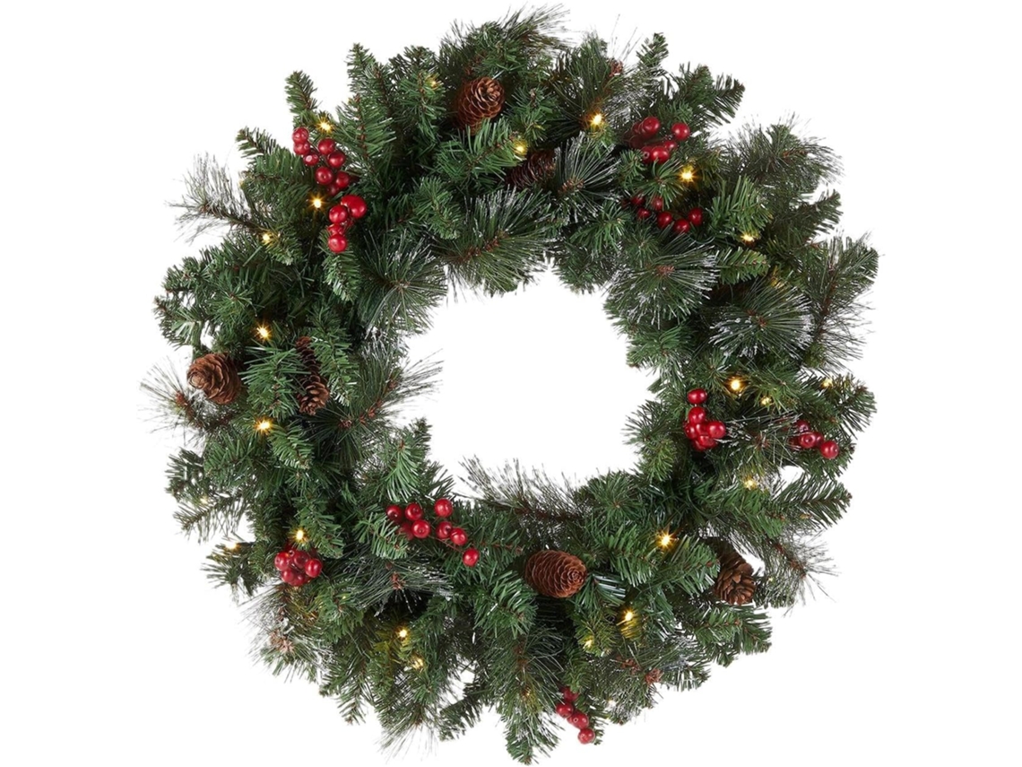 Corona Navide A Guirnalda Artificial Tradicional De 46 Cm Luminosa Con Gancho Para Exteriores Porche Granja Fiestas