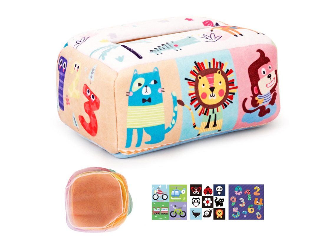 Juguete Sensorial De Caja De Toallas De Papel Para Bebés, Colorido, Con Toallitas Y Sonidos.
