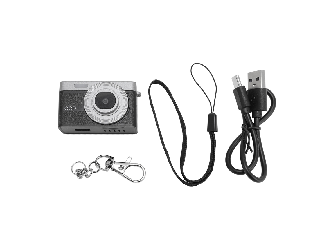Câmera Digital Compacta Pequena 1080p 12mp Tela 0.96polegada Recarregável Usb Bolsa Com Cordão Preta 8gb