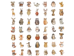 50 Pegatinas De Animales Dibujadas A Mano, Perfectas Para Decoraciones Diy De Maletas, Portátiles Y Más.