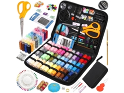 Kit de costura de 205 piezas con estuche, suministros de costura para viajes y emergencias en el hogar, incluye carretes de hilo, usion