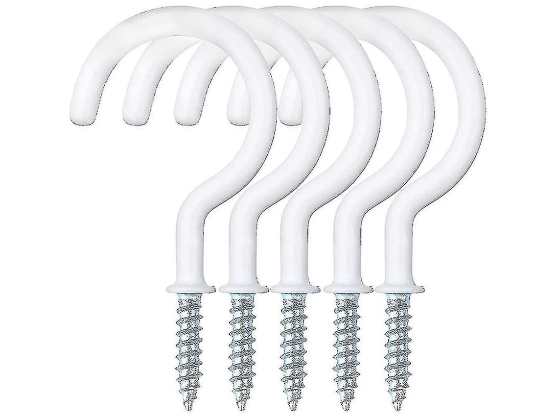 Ganchos para tazas Fastst, 30 unidades de ganchos de tornillo con revestimiento de plástico blanco para colgar tazas, resistentes y duraderos. CUIDADO