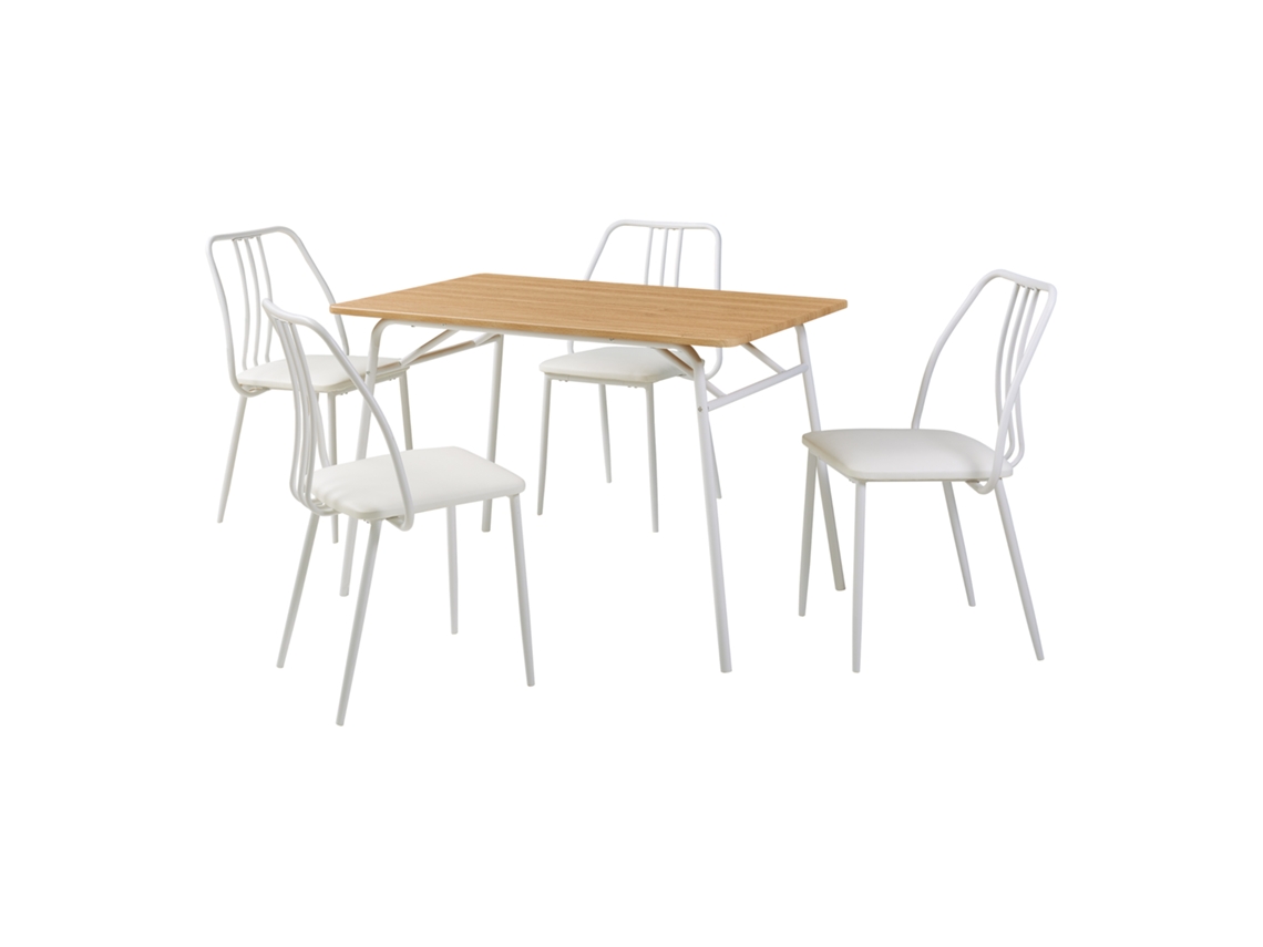 Conjunto de comedor Omso, mesa de comedor de 110 x 70 cm con 4 sillas, roble/blanco, [EN.CASA]