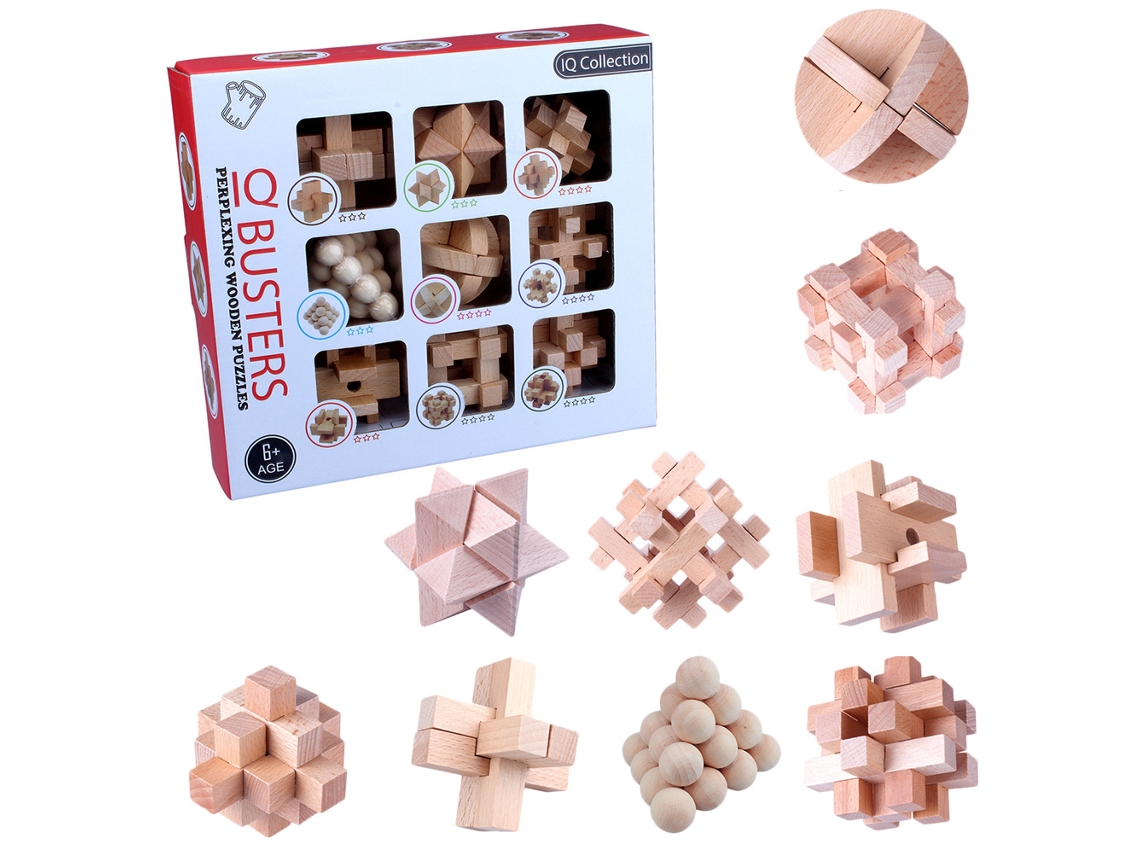 Dan26-9 Piezas Rompecabezas De Madera Kong Ming Lock Puzzle Juego De Desentrelazamiento Para Niños Y Adultos