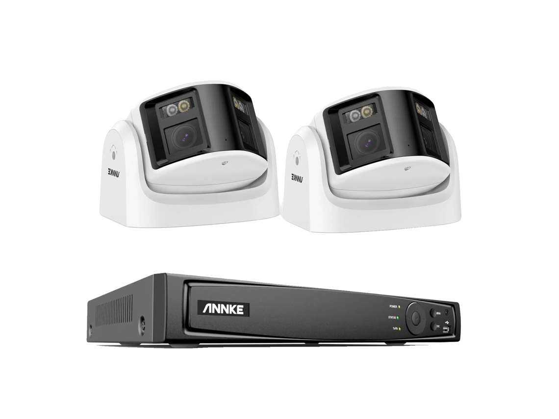Cámara de seguridad de 8 MP con doble lente panorámica de 180 grados, 8 canales, NVR, 2 kits A