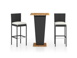 Maison Exclusive - Set De Muebles De Bar Jardín 3 Piezas Y Cojines Ratán Pe Negro