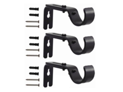 3 Soportes Ajustables De Hierro Negro Para Barra De Cortina, Para Montaje En Pared.
