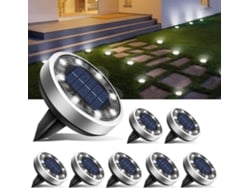 Lote De 8 Lámparas Solares De Suelo, 8 Luces Solares Led Para Jardín, Impermeables, Focos Solares Para Exteriores, Luz Blanca Fría