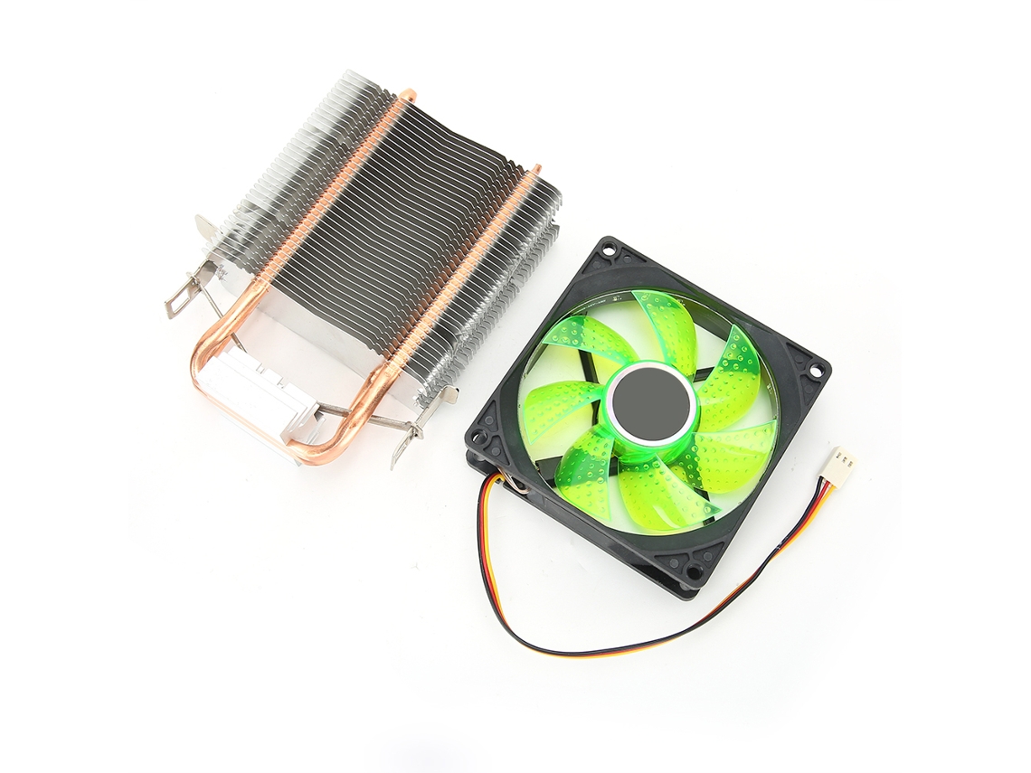 Ventilador De Refrigeración De Cpu De 3 Pines Para Amd 775/1155/intel Con 2 Tubos De Latón Verdes